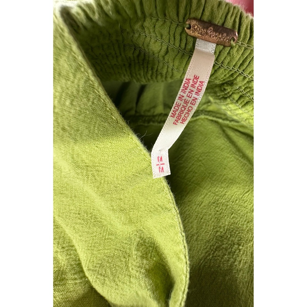 Free People Lime Green Ruffle Neck Tie Back Cotton Midi Dress Womens Medium - Picture 3 of 8